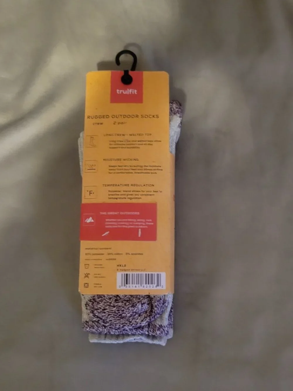 Women's Tru Fit Trufit Rugged Outdoor Socks 2 Pair Long Crew Purple Gray NWT